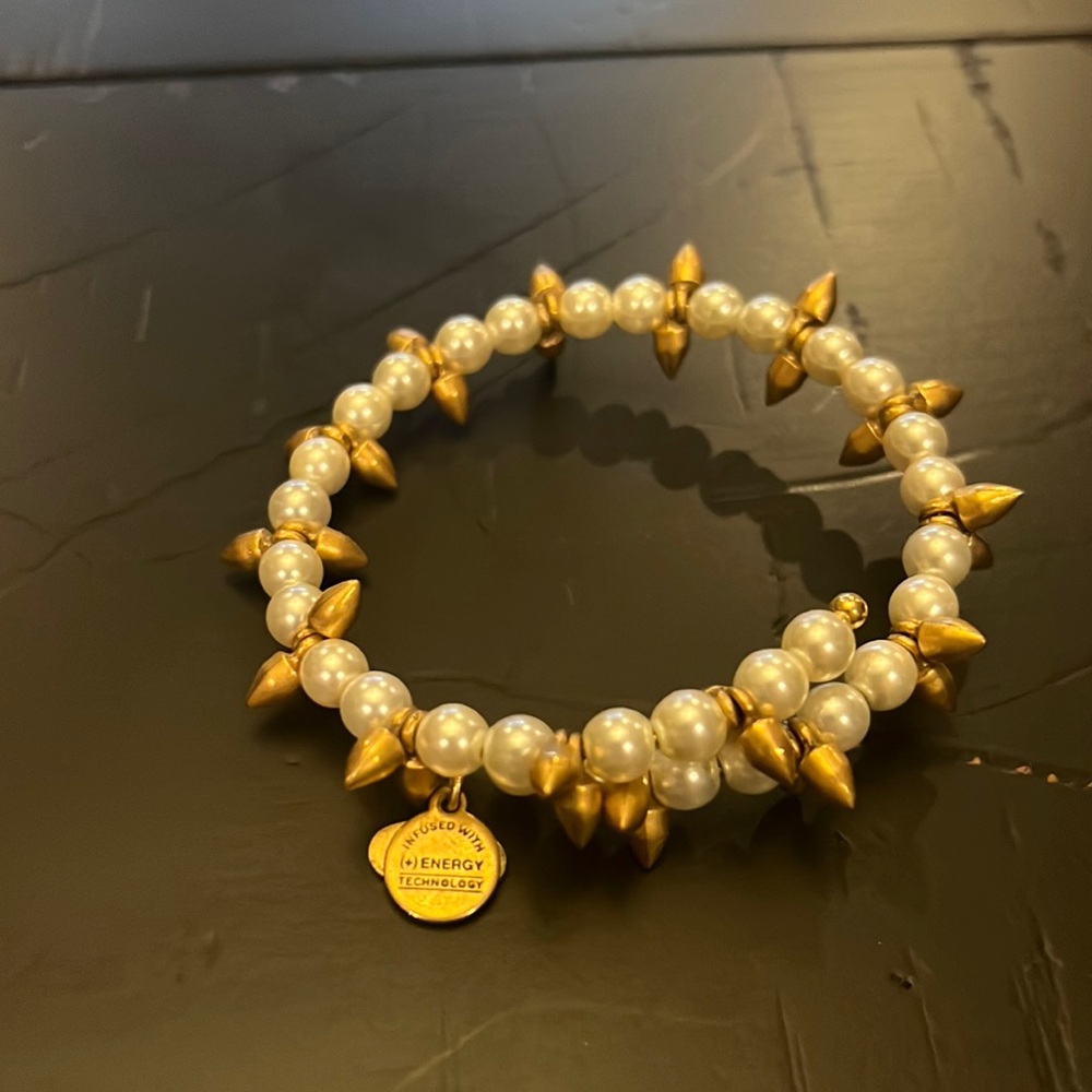 Alex and Ani gold and pearl accent bracelet